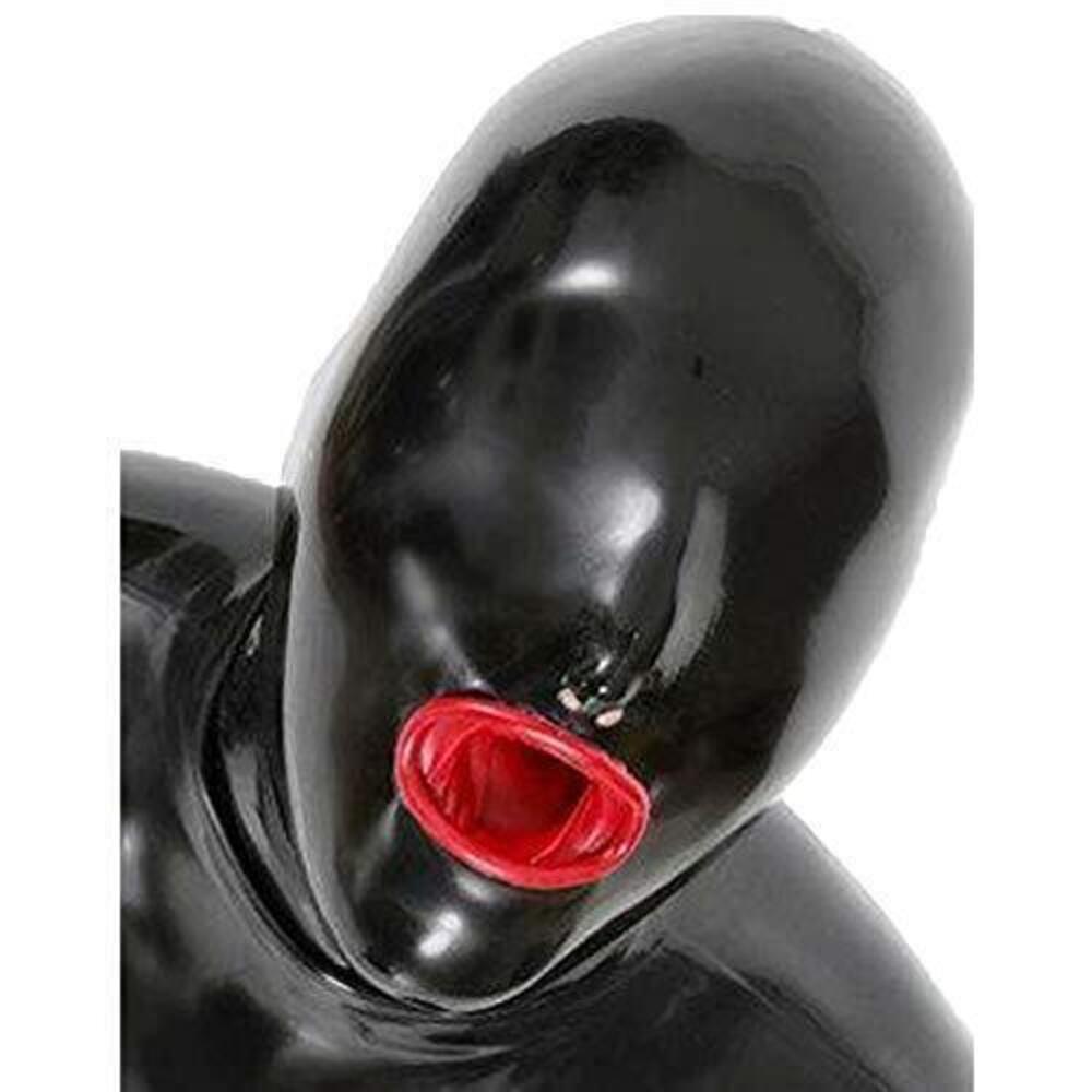 7214 Latex Mask Black Red JJ Set Hood 0.4mm Close Sealed Unseen Breathable